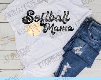 Distressed Softball Mama PNG, Sports Mom Design (Digital Download)