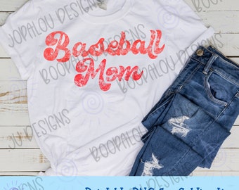 Distressed Baseball Mom PNG, Shirt Design (Digital Download)