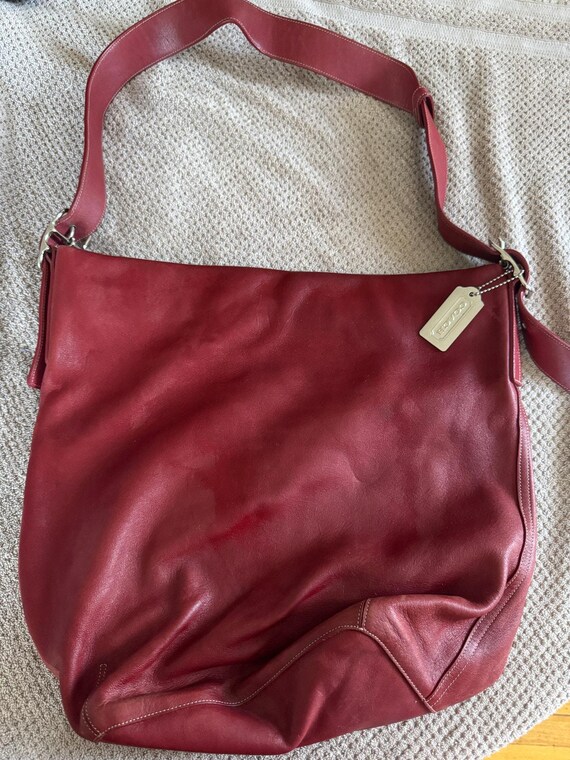 Vintage Coach Large Bucket Red Leather Handbag - Etsy display picture 3