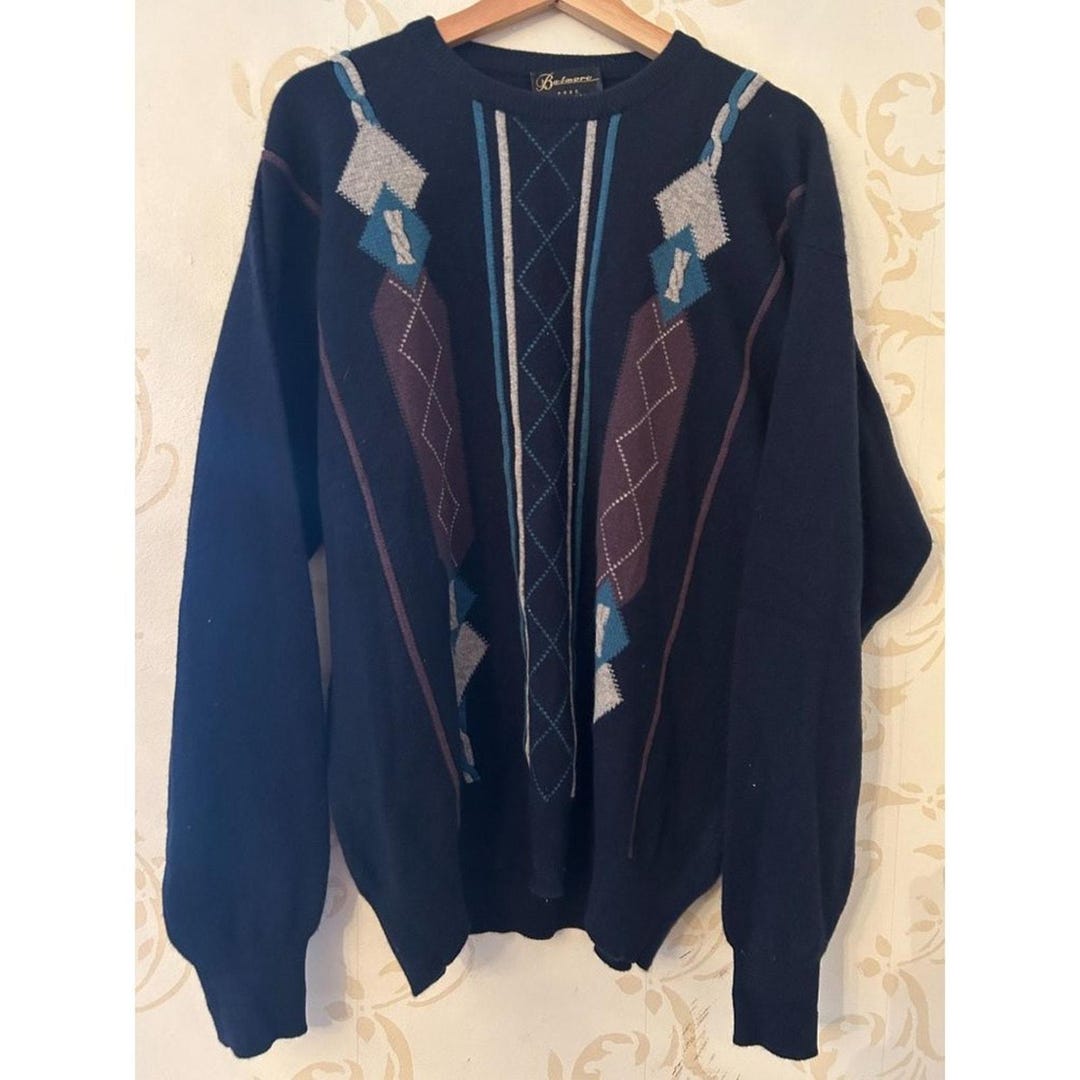Men's Large Scotland Balmore 100% Pure Cashmere Braided Sweater - Etsy