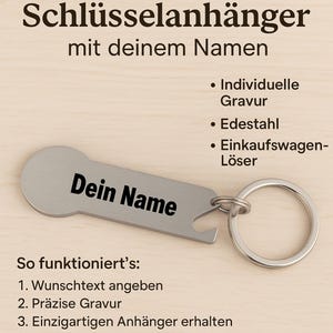 Einkaufswagenlöser Stickit  mit Flaschenöffner - Personalisiert*Individuell*Name*Telefon*Hochzeit Einkaufswagenlöser