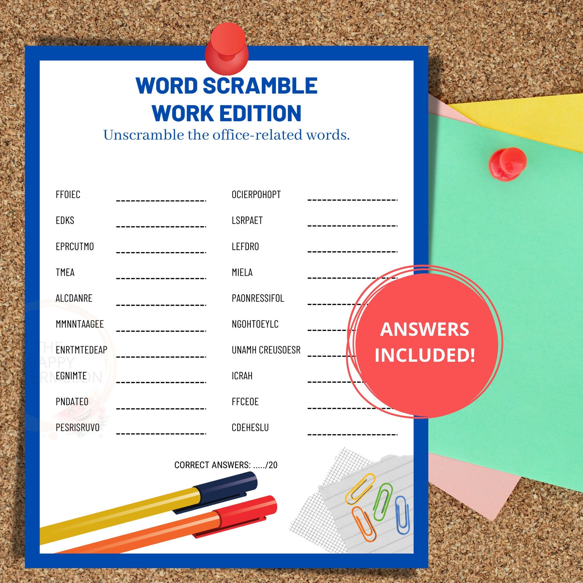 Office Word Scramble Fun Office Games Icebreaker Activity Etsy