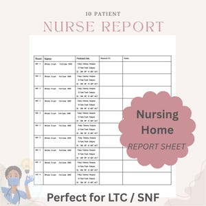 LTC Nurse Report Sheet: 10 Patient Shift Change (Digital Download)