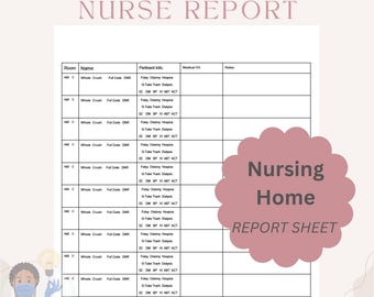 LTC Nurse Report Sheet: 10 Patient Shift Change (Digital Download)