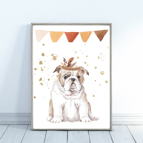 English Bulldog Wall Art Bulldog Print Dog Decor Dog - Etsy