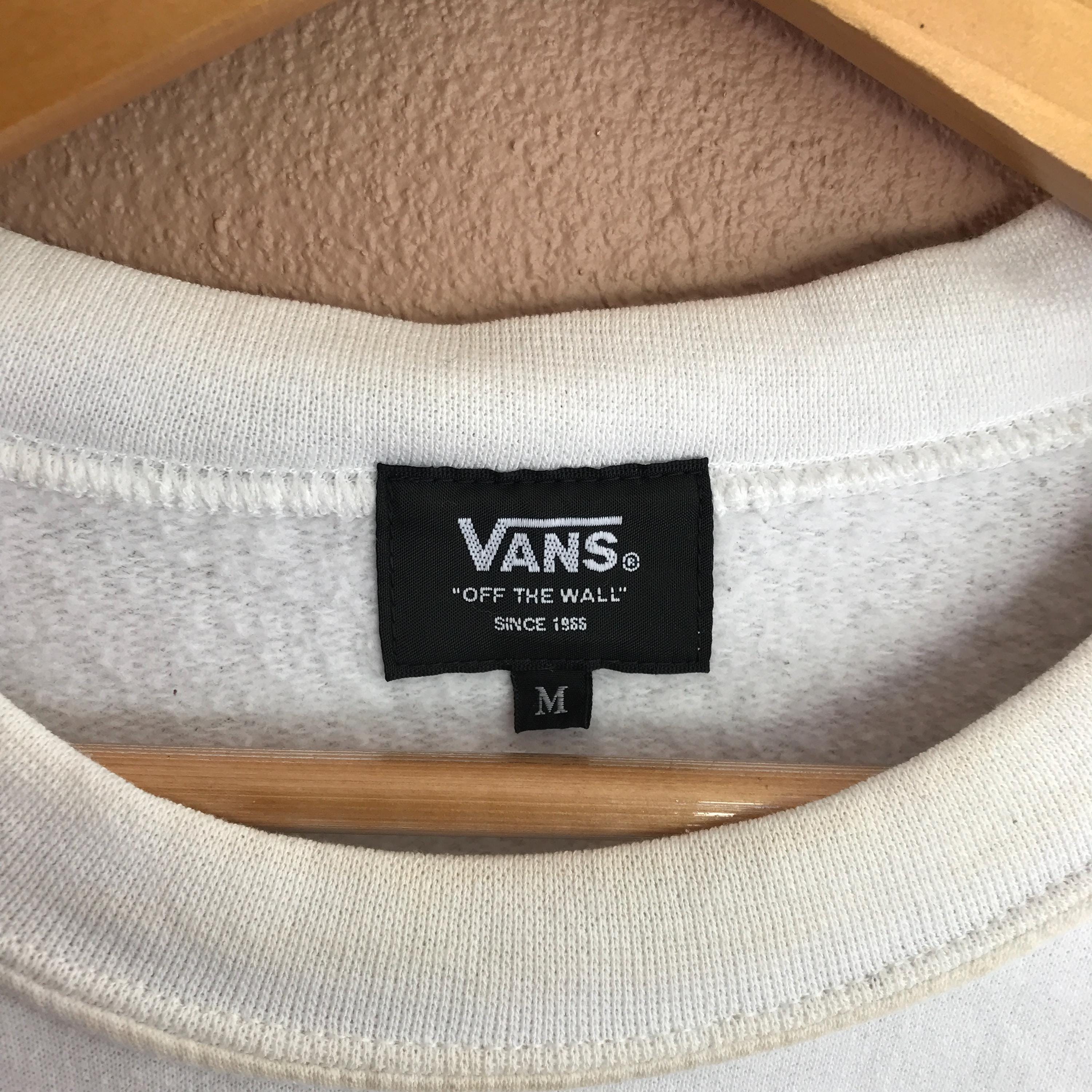 Medium, Vintage 90s VANS off the Wall Sweatshirt, White Skateboard