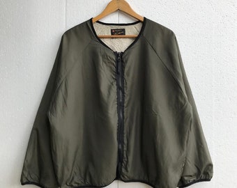 Vintage kastane green army military wool bomber jacket zip up reversible wool warm up jacket