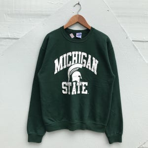 Vintage Michigan State Spartans Crewneck Sweatshirt, Green Unisex Pullover, Vintage Collegiate Style