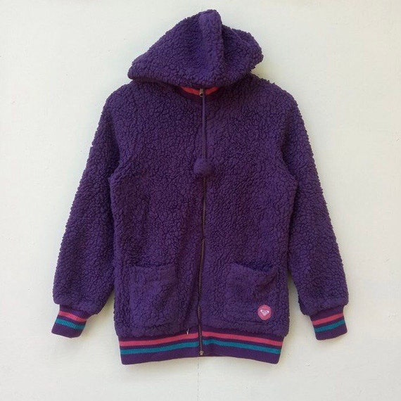 Medium, Roxy Wool Blend Zip-Up Hoodie Jacket, Pur… - image 1