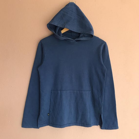 XSmall, Vintage agnès b. Paris Navy Blue Hoodie Women's Sweatshirt, Classic French Designer Casual Pullover, Vintage Streetwear Clothing