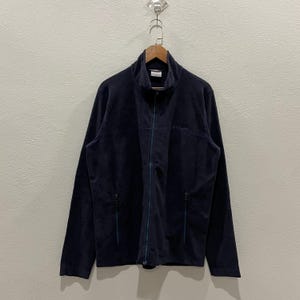 XLarge, Vintage Columbia Fleece Jacket Navy Blue Full Zip Mens Sportswear Outdoor Gorpcore Fleece Soft Warm Winter Layering Jacket Sports