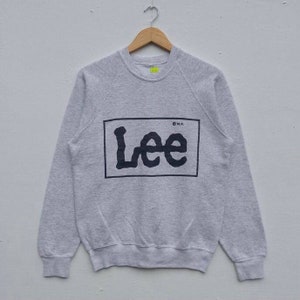 Vintage 90&#39;s LEE Crewneck Sweatshirt Small Lee Spell Printed Wear Lee Activewear Pullover Silver Pullover Sweater Jumper