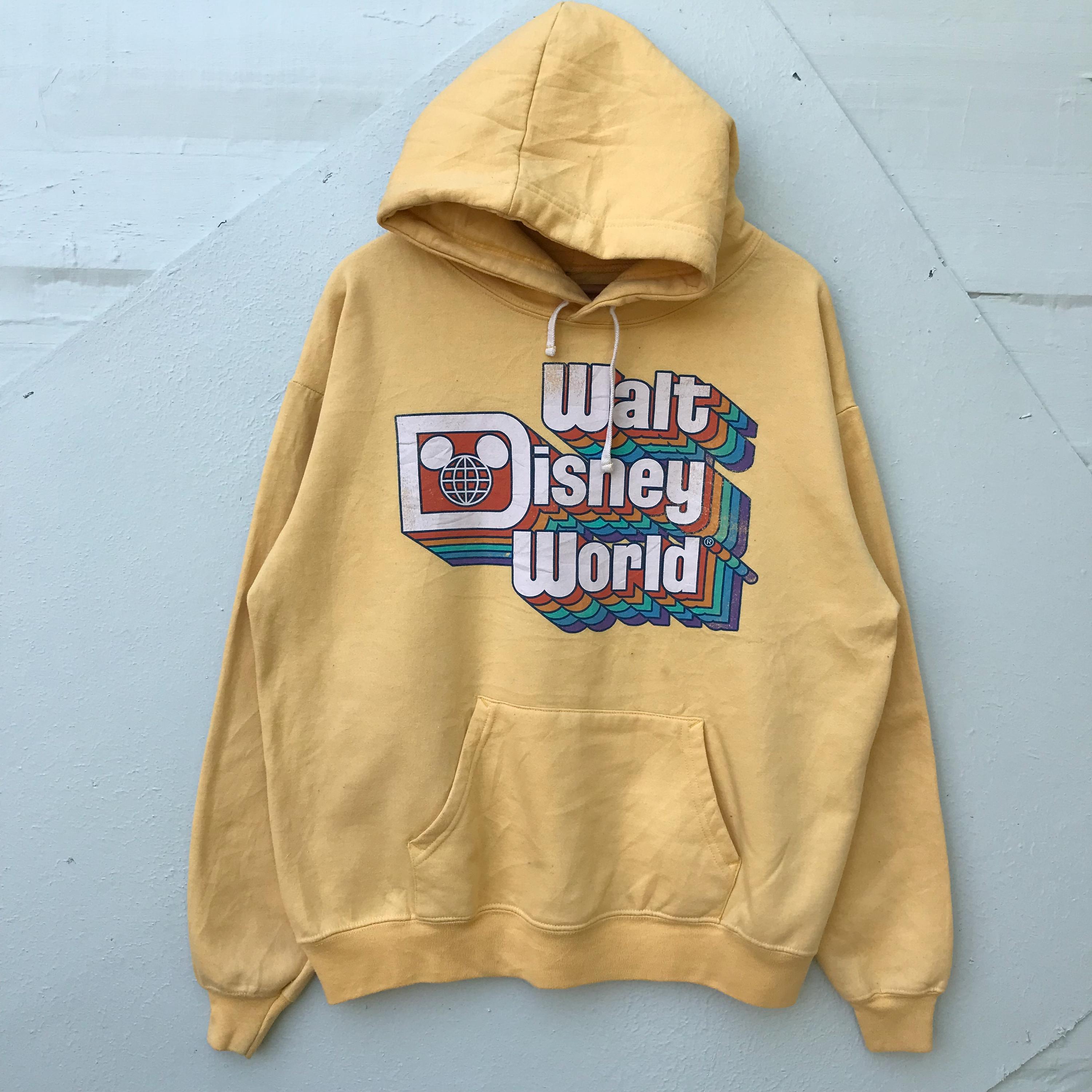 Medium, Vintage-style Walt Disney World Hoodie, Yellow Retro