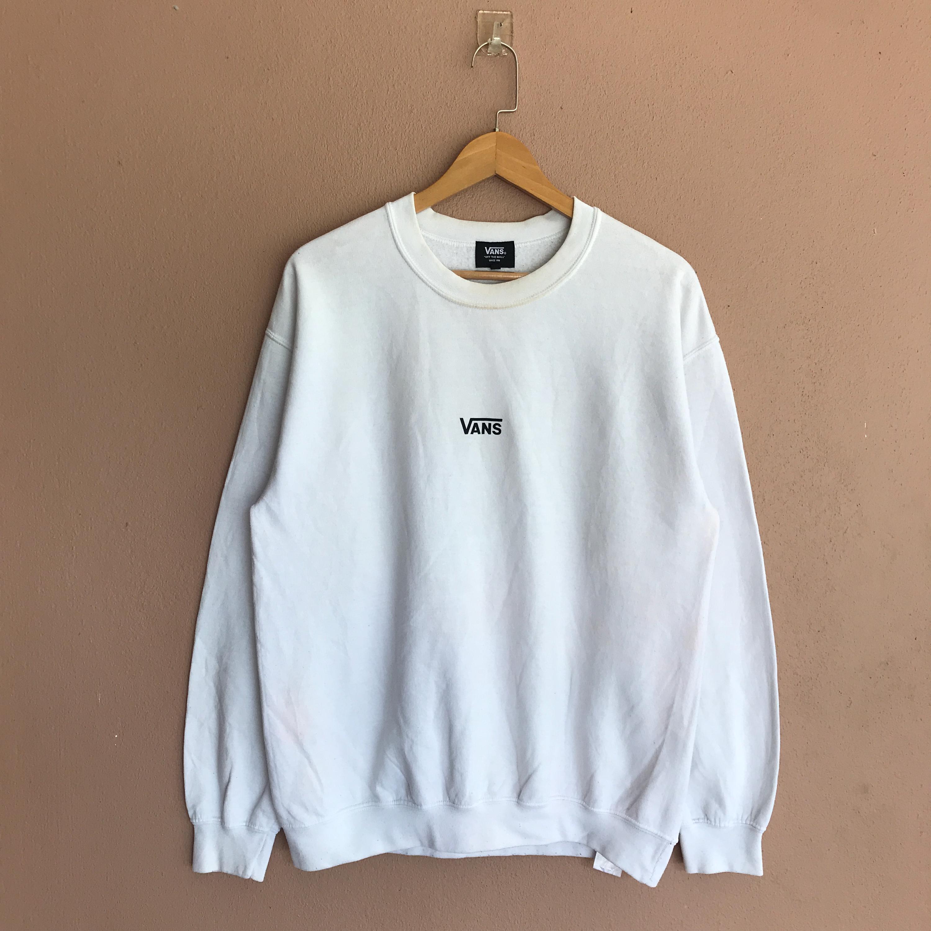 Medium, Vintage 90s VANS off the Wall Sweatshirt, White Skateboard