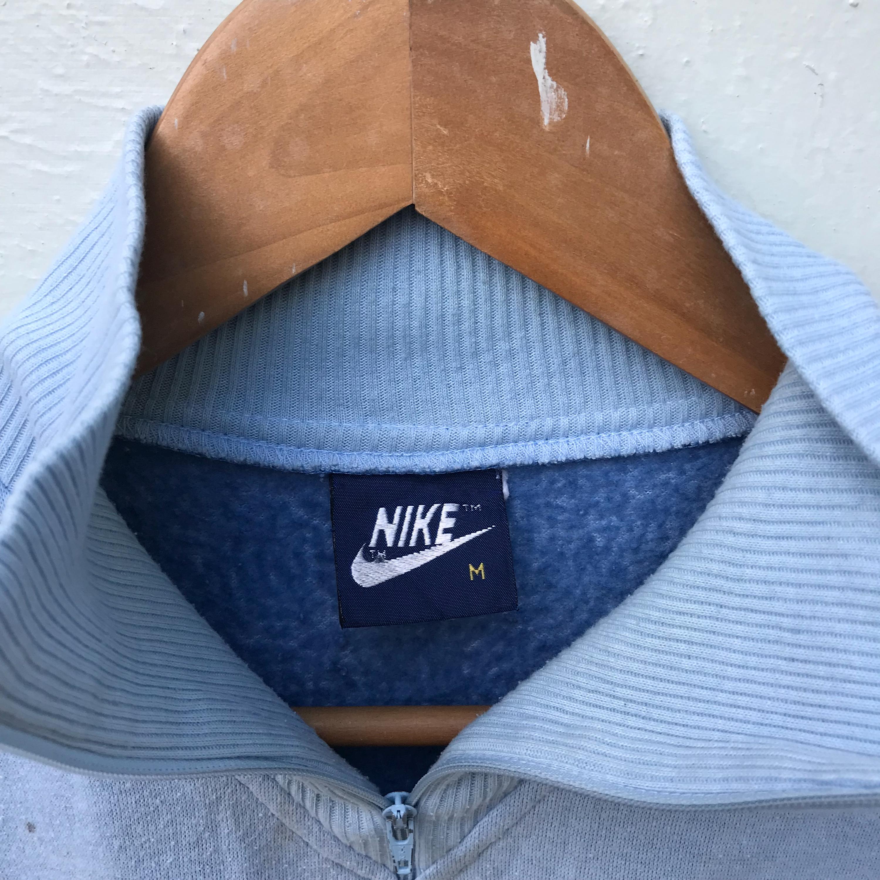 Medium, Vintage 90s Nike Quarter Zip Sweatshirt, Light Blue Fleece