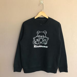 リラックマ クルーネック スウェットシャツ リラックマ セーター ブラック リラックマ ビッグロゴプリント クルーネック スウェットシャツ サイズ S
