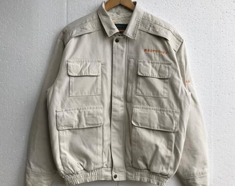 Vintage even river juntony japanese brand tactical jacket workers wool lining zip up bomber jacket collard