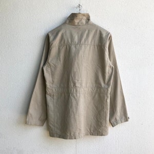 Vintage quiksilver tactical jacket khaki cotton parka hidden hoodie jacket button up image 2