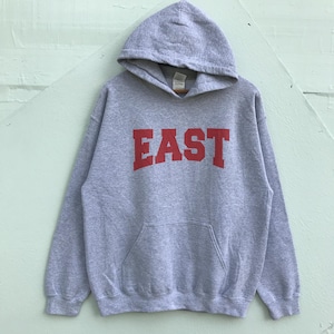 Vintage EAST Grey Hoodie, Classic Collegiate Sweatshirt, Retro Varsity Pullover