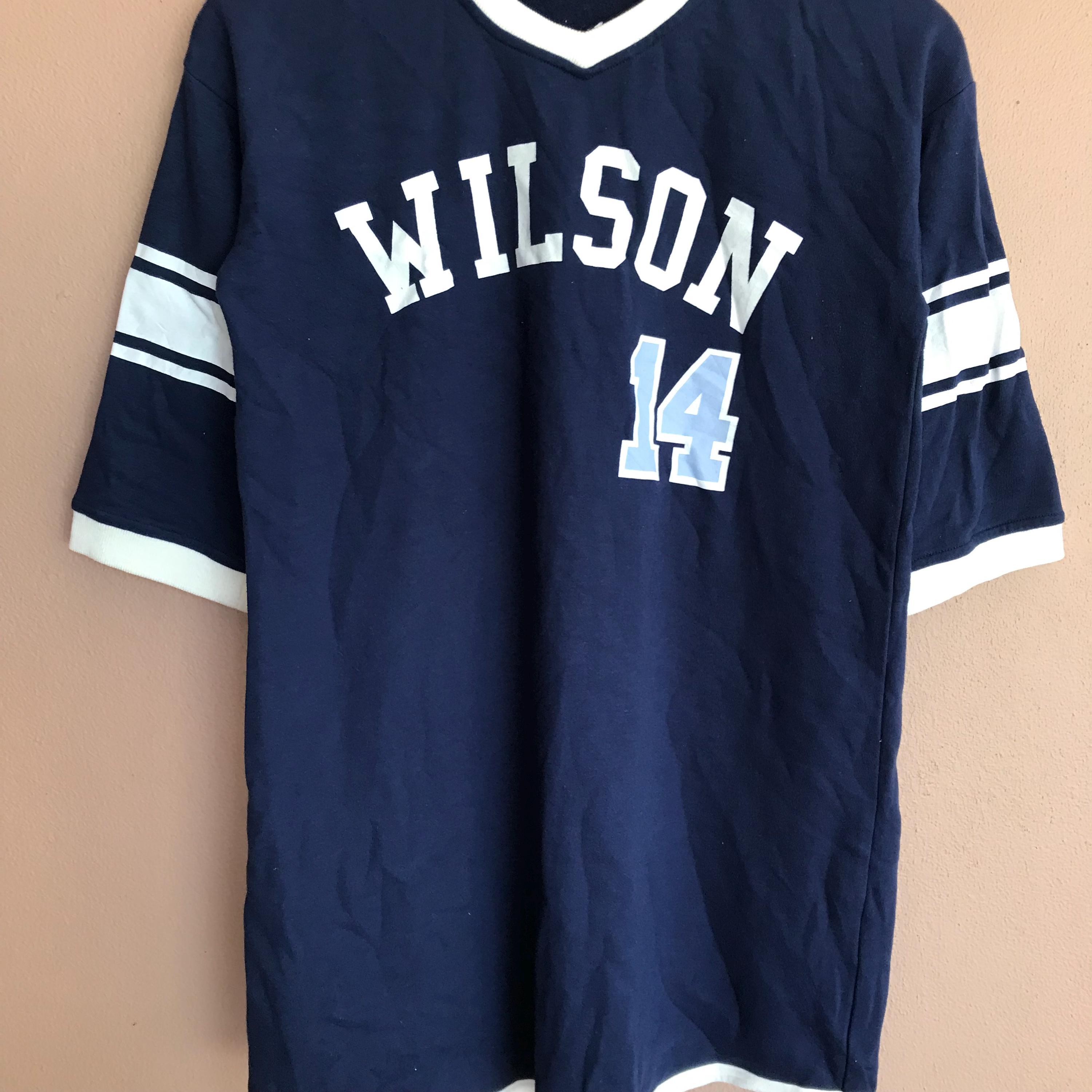 Vintage Wilson Navy Blue #14 Sports Jersey, Classic Retro Athletic