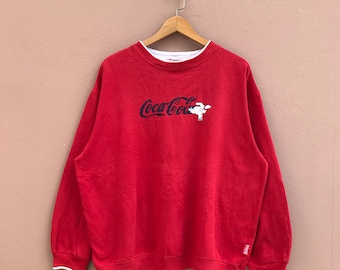 XLarge, Vintage Coca-Cola Sweatshirt, Red Pullover with Logo, 90s Retro, Snoopy Graphic, Casual Cozy, Coca Cola Collectible