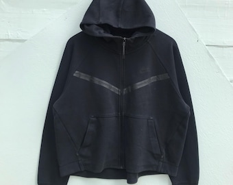 Vintage Nike Zip-up Hoodie Black Sweatshirt, Retro Y2K Streetwear