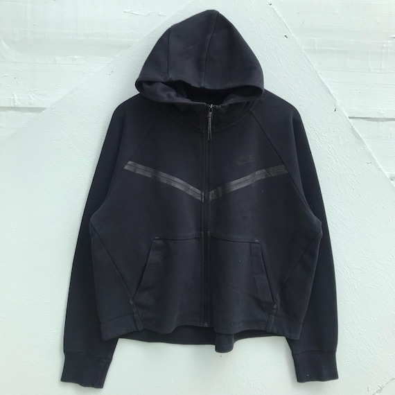 Vintage Nike Zip-up Hoodie Black Sweatshirt, Retro Y2K Streetwear