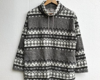 Vintage CP tokyo multi color tones wool fleece pullover sweater high neck