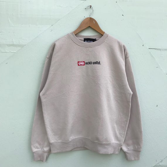 Sudadera vintage Ecko Unltd, ropa urbana de hip hop en beige