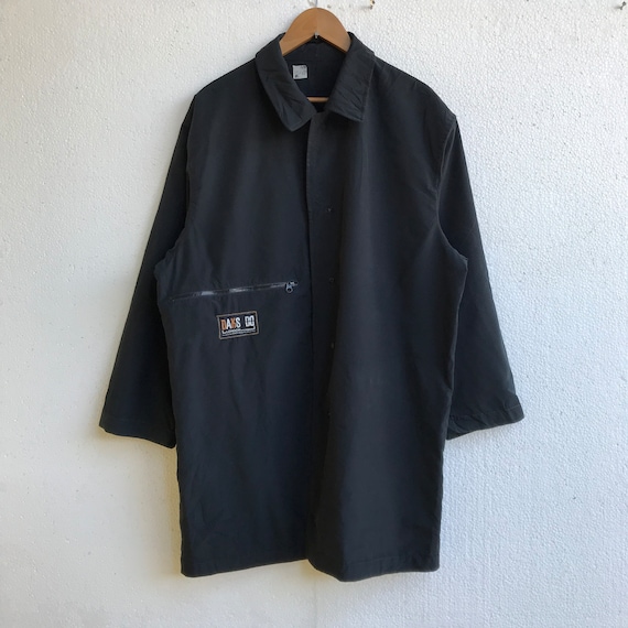 Daks London Vintage Black Overcoat Collard Jacket Zip up
