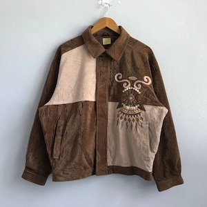 Chaqueta bomber de pana vintage, prenda de abrigo de estilo retro, estilo hipster clásico de los años 90, talla M