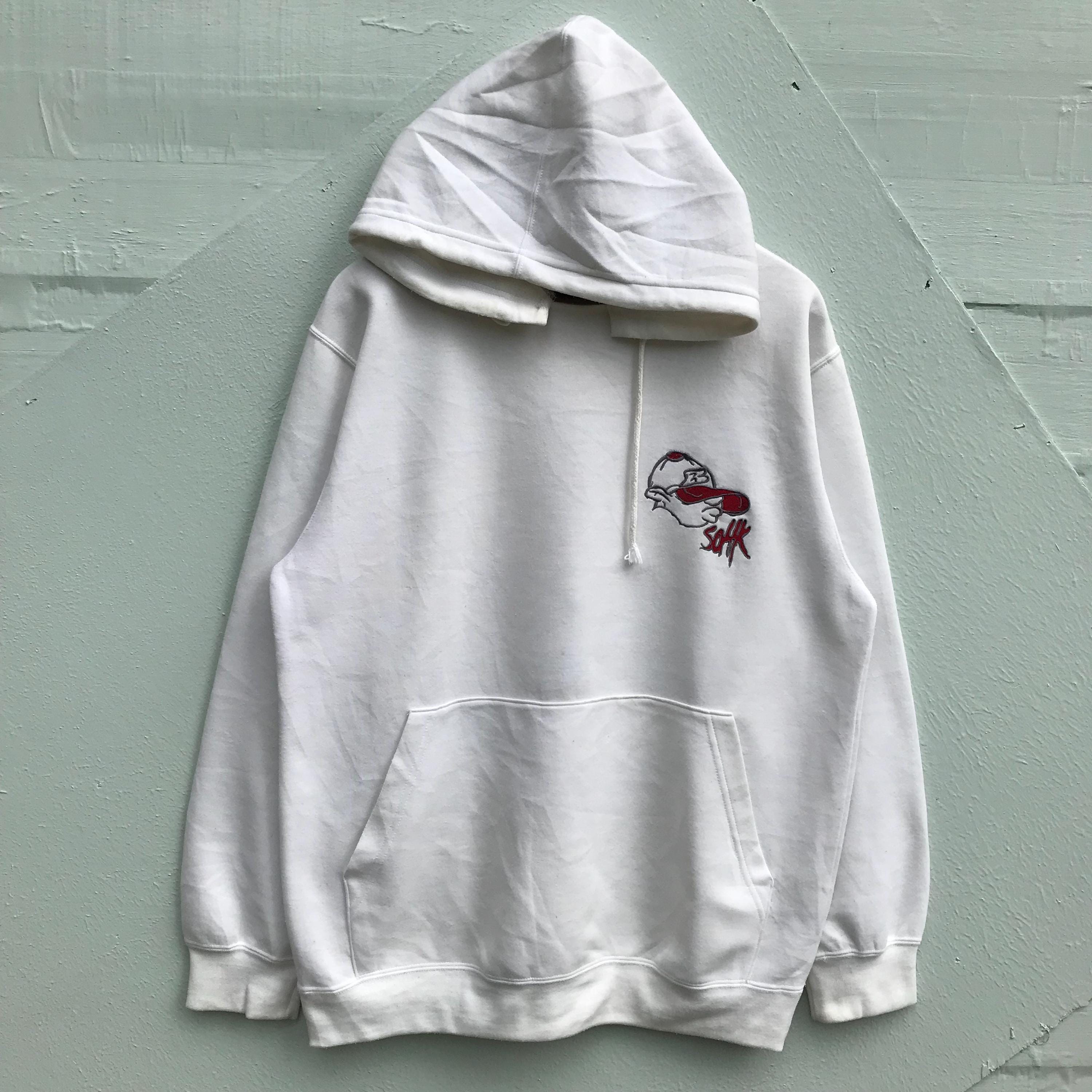 Large, Vintage School of Hard Knocks Hoodie, 90s White Embroidered