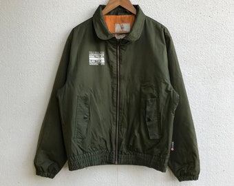 Vintage field anaylzer all wheather gear green army jacket zip up utility gear bomber jacket outdoor