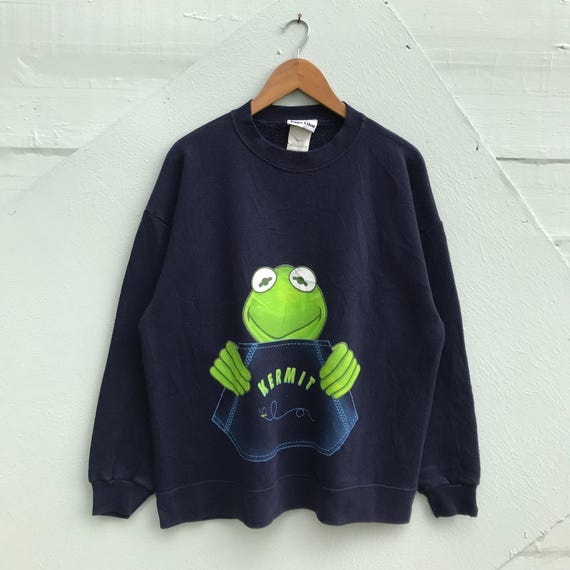 Large, Vintage Kermit the Frog Sweatshirt, 90s Graphic Muppets
