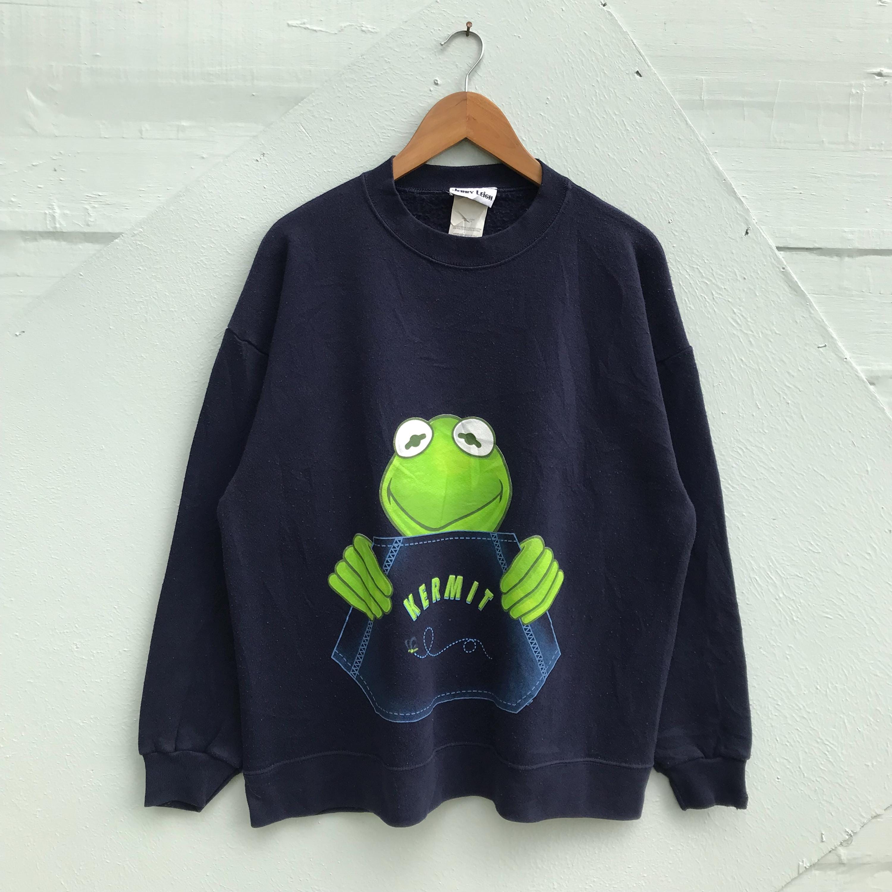 Large, Vintage Kermit the Frog Sweatshirt, 90s Graphic Muppets