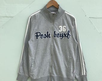 Vintage Pony Full Metal Zip Track Jacket MEDIUM White Brown Gold 