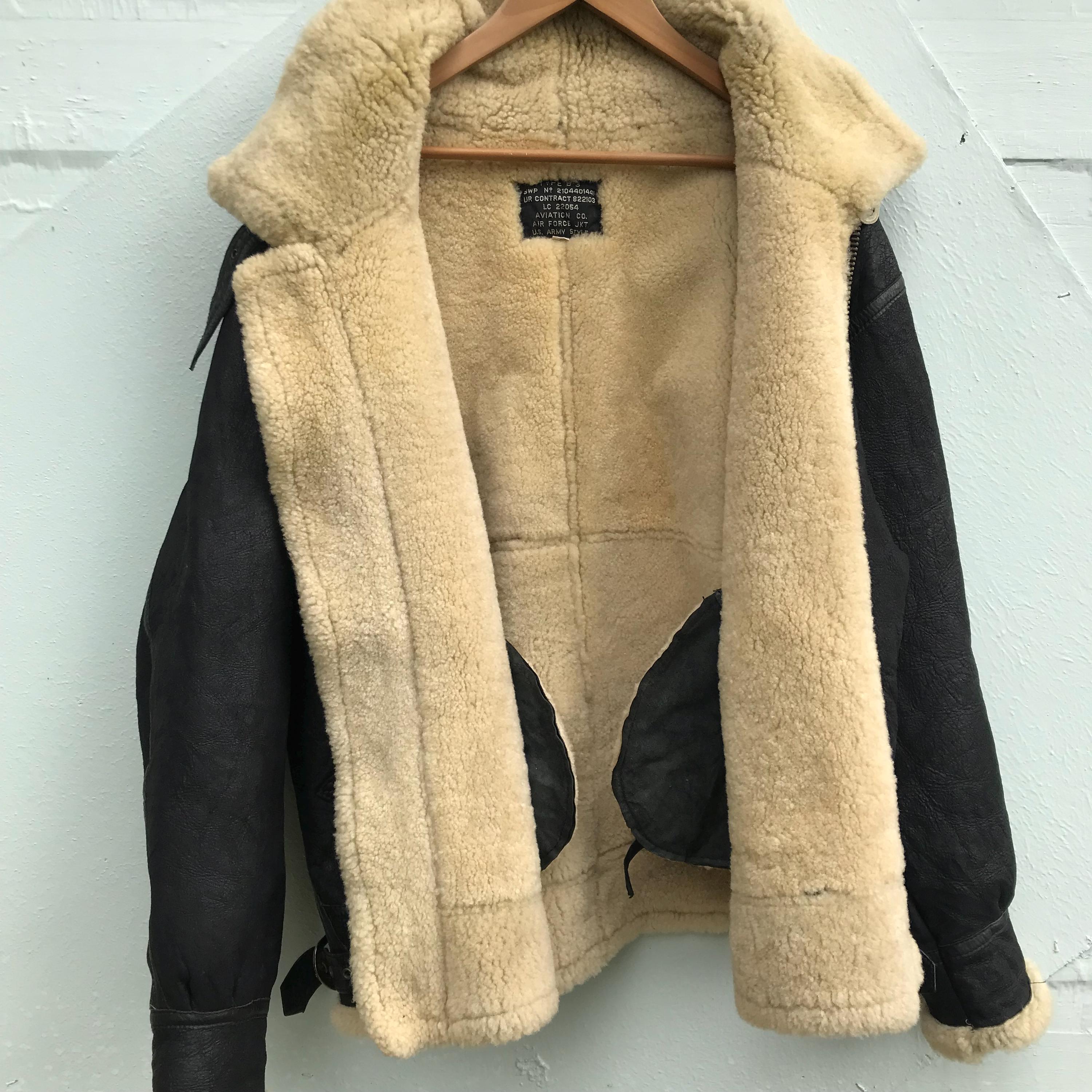 ジャケット・アウター Old US ARMY AIR FORCE B3 Flight Jacket Large, Vintage B-3 US Army Air Force Leather Shearling