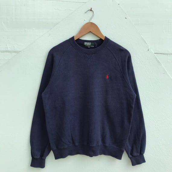 Medium, Vintage Polo Ralph Lauren Sweatshirt Navy Blue Crewneck