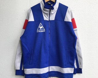 veste Le Coq Sportif vintage des années 90 Le Coq Sportif survêtement veste pull avec logo brodé multicolore fabriqué au Japon taille LL