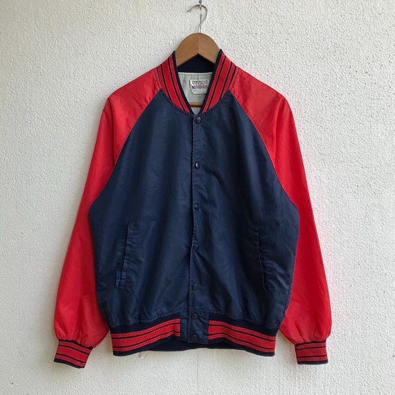 Large, Vintage Descente Varsity Bomber Jacket, 80s 90s Colorblock