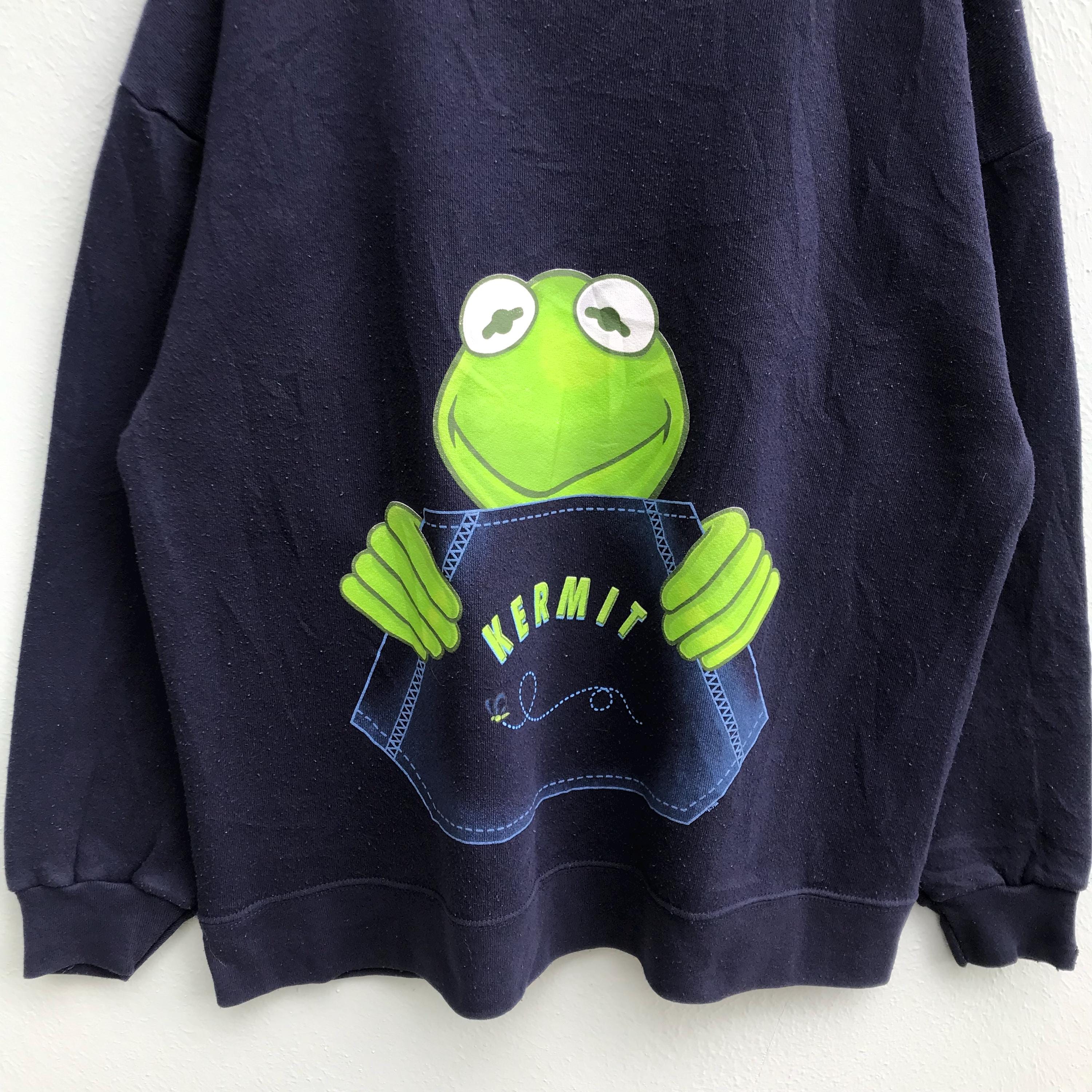 Large, Vintage Kermit the Frog Sweatshirt, 90s Graphic Muppets