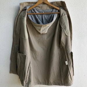 Vintage quiksilver tactical jacket khaki cotton parka hidden hoodie jacket button up image 8