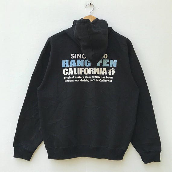 Sudadera Con Capucha Surfista Unisex - Diseño Playa California, Negro, Talla S