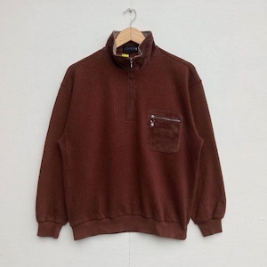 Playboy vintage playboy bunny sweater big logo brown quater zip single pocket sweatshirt size Large