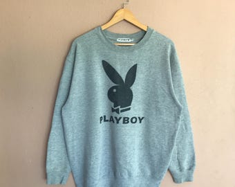 Xlarge, Vintage 90s Playboy Gray Sweatshirt, Retro Bunny Logo