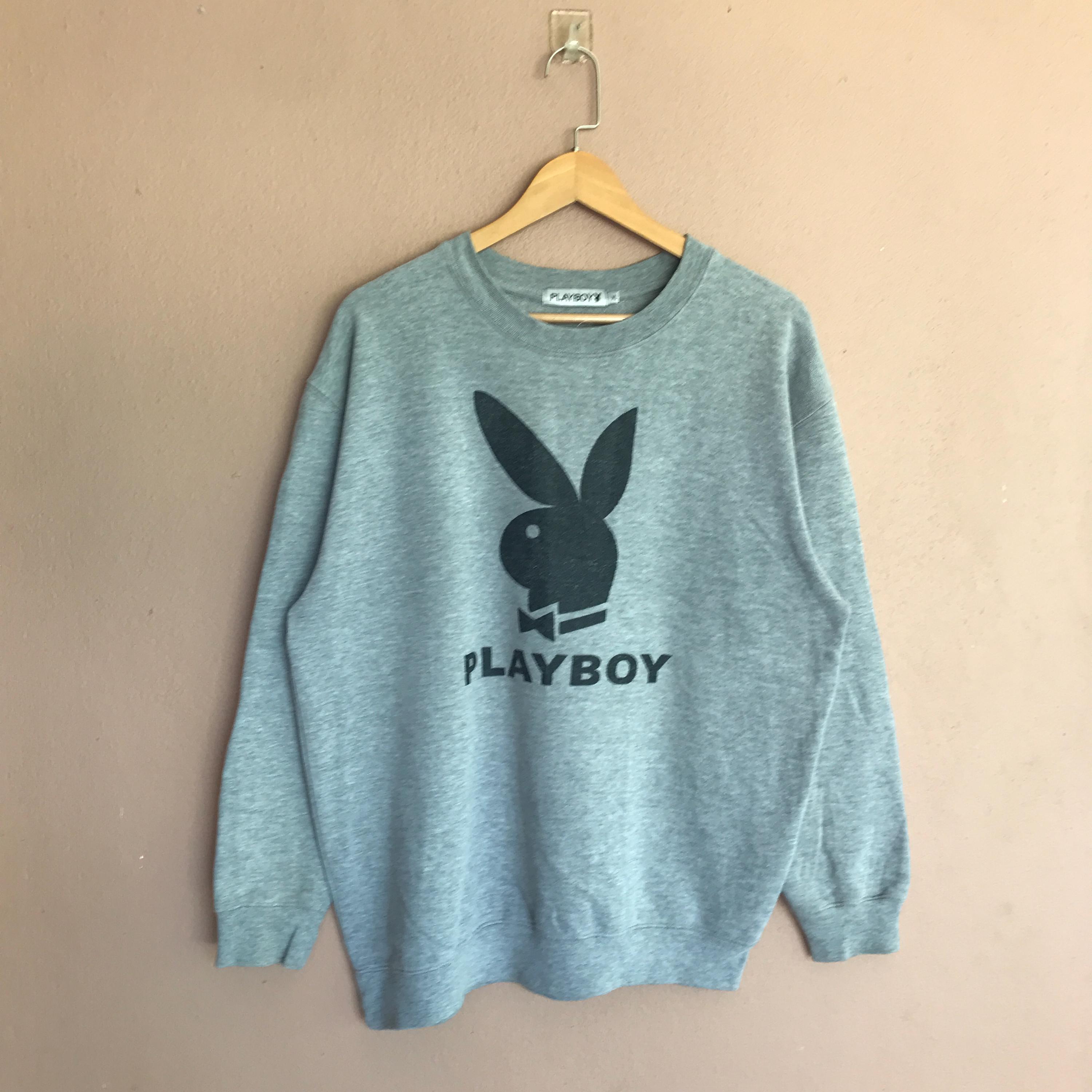 80s~90s USA製 Hanes playboy ロゴ トレーナー XL Xlarge, Vintage 90s Playboy Gray Sweatshirt, Retro Bunny Logo