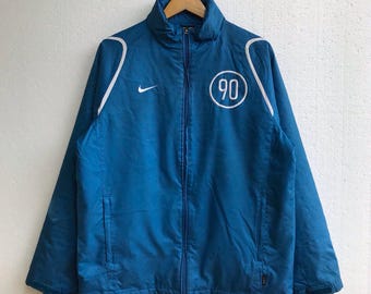 Vintage Nike 90 Clima-Fit Blue Windbreaker Jacket, Size L, Retro Nike Outerwear, Sportswear Coat, 2000s Nike Jacket, Men&#39;s Nike Zip-Up
