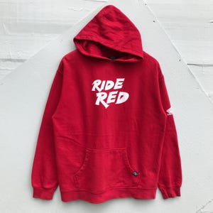 Vintage Honda &quot;Ride Red&quot; Hoodie, Red Motocross Sweatshirt, Dirt Bike Racing Apparel, Officially Licensed Honda Merchandise