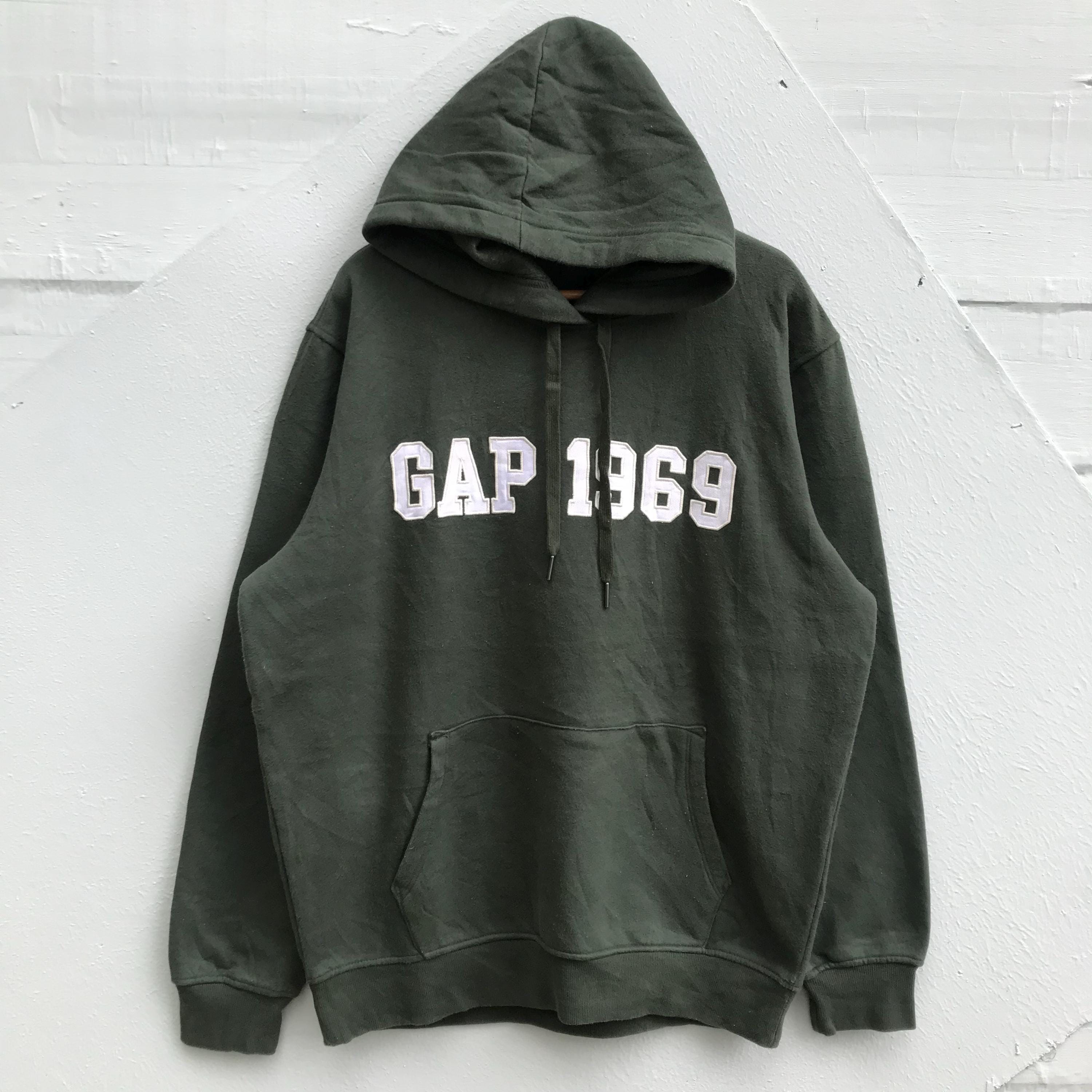 Vintage GAP 1969 Hoodie, Forest Green Pullover Sweatshirt With 