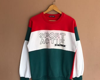 Medium, Vintage 90s Patrick Sport Actif Colorblock Sweatshirt, Retro Athletic Crewneck Pullover, Vintage Athletic Clothing, 90s Sportswear